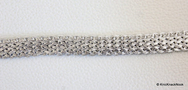 Silver Thread Lace Trim, Approx. 10mm wide